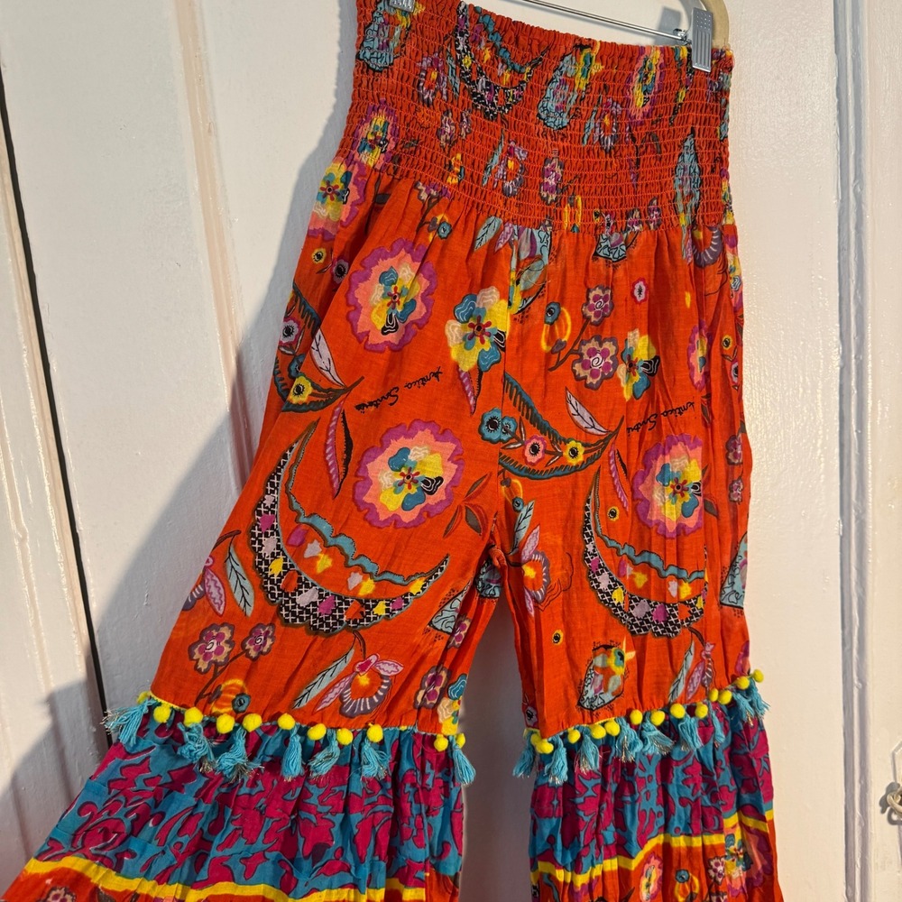 Antica Sartoria Giacomo Cinque Boho Festival Tassel Wide Leg Pants OS retro 70s - Picture 5 of 7